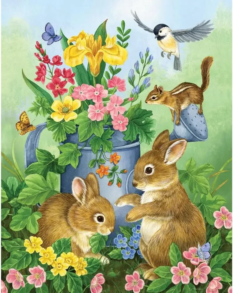

1000/500/300 Pieces Wooden Puzzle for Cute Bunnies Jigsaw Puzzles for Challenging Family Activity Games Party Birthday Gift
