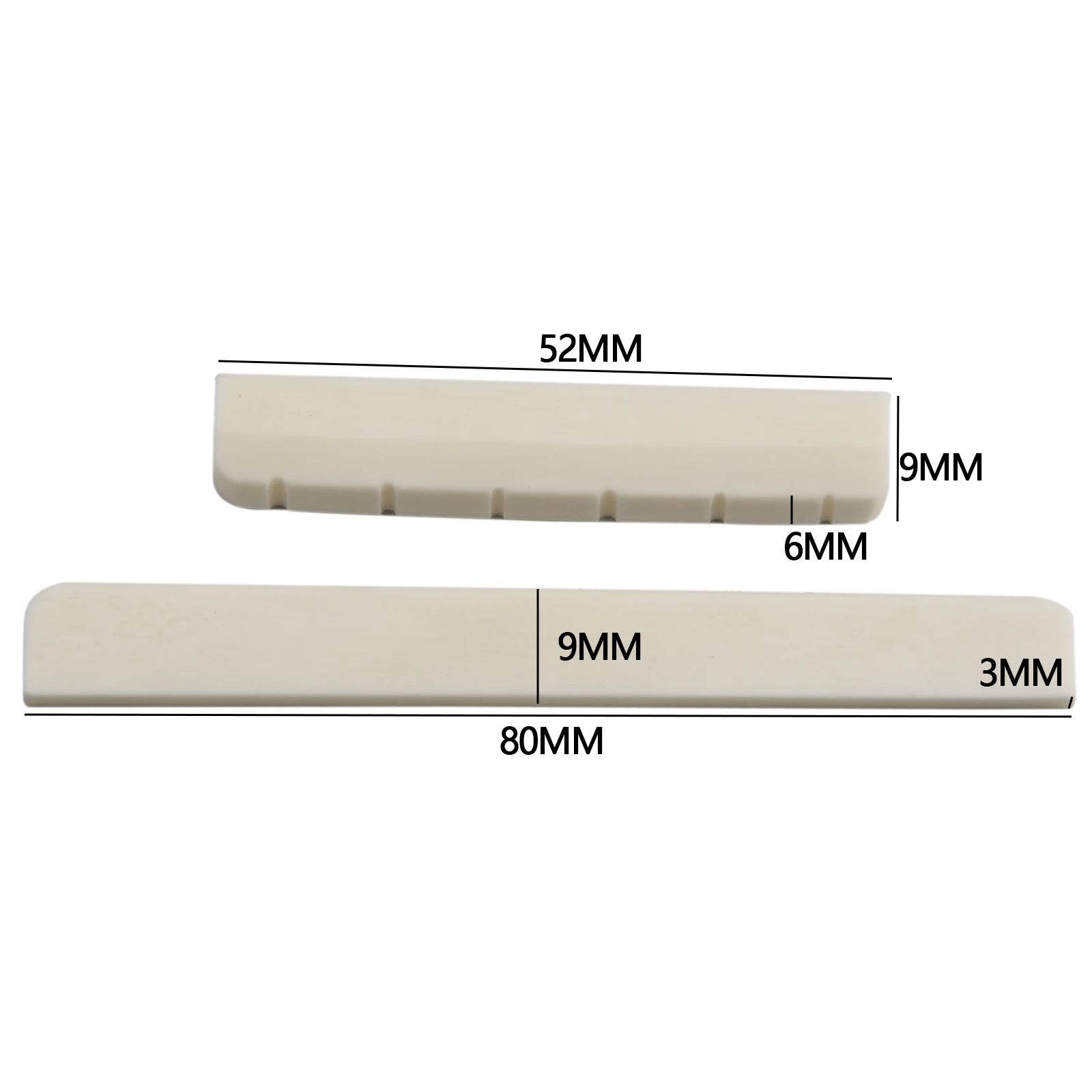 6 String Bone Guitar Bridge Saddle Nut White Bone Bridge Replacement Parts 80mm 52mm Real Bone Guitar Nut Saddle  For Music