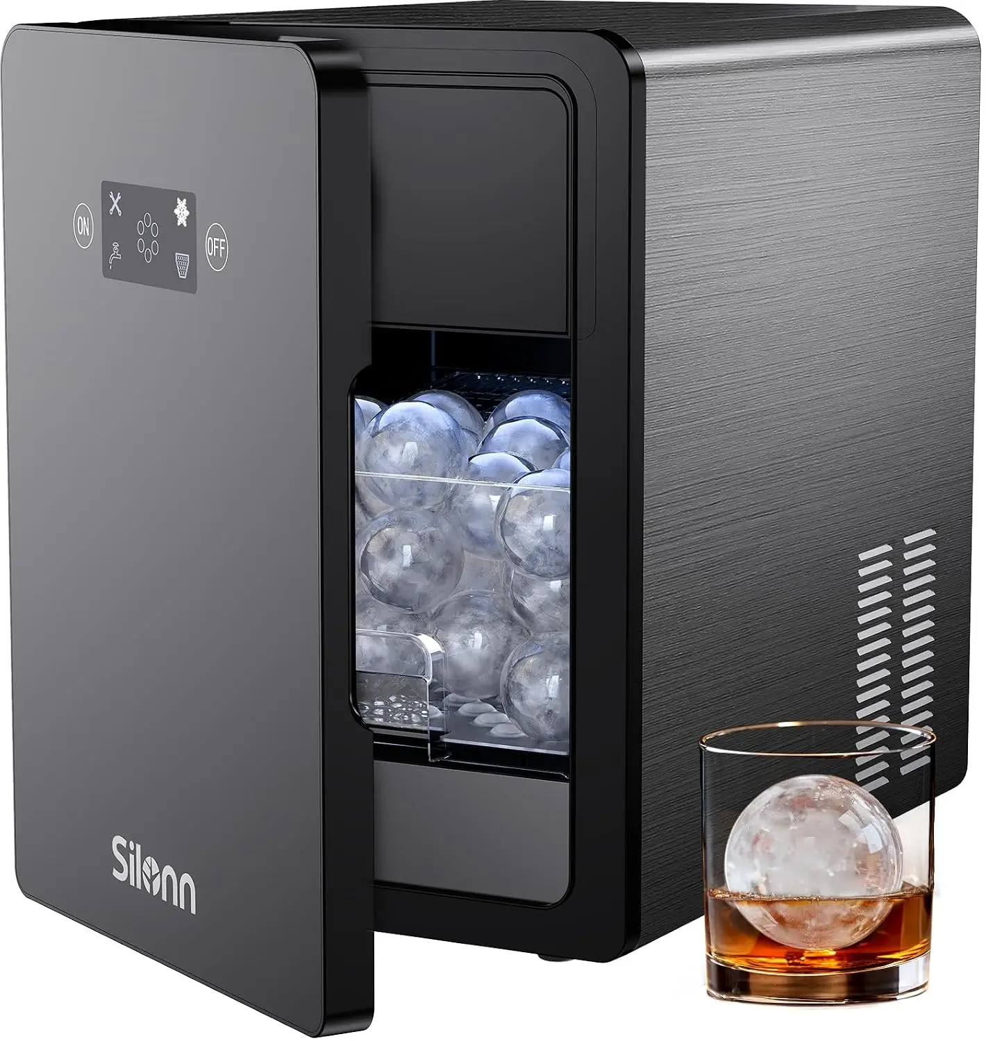 Countertop Clear Ice Maker, 2-Inch Sphere Ice Balls, Slow-Melting Crystal Ice for Whiskey, 4 Balls in 35 Minutes, 144 per Day, Rapid Sphere Technology, One-Click Self-Cleaning, Great for Bourbon