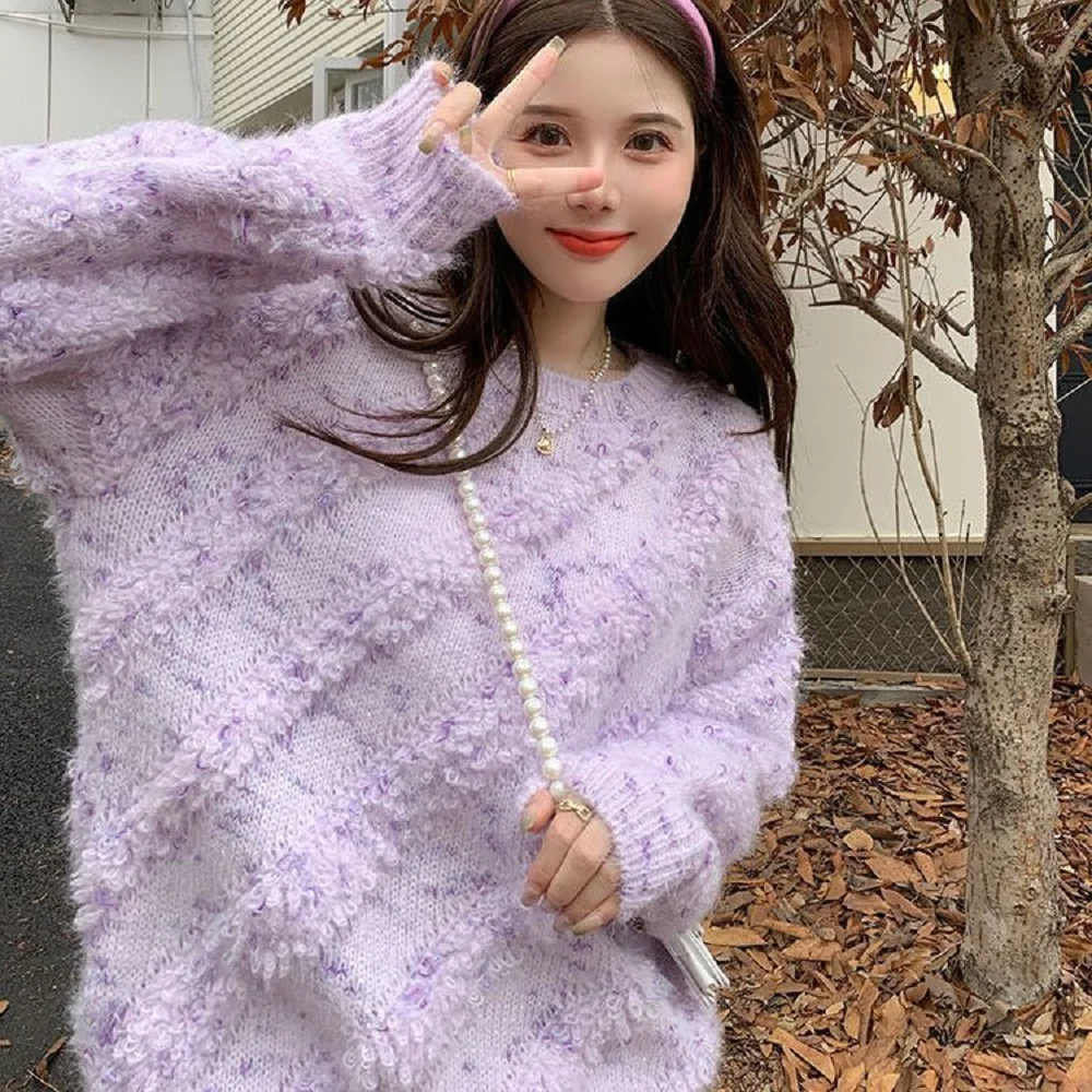 

Gentle Style Soft Glutinous Long-Sleeved Sweater Women Autumn Winter New Loose Design Loose Lazy Style Top