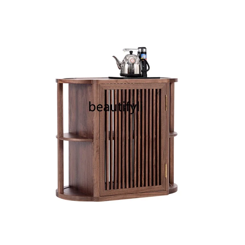 New Chinese tea cabinet Solid wood boiling side cabinet Black walnut tea locker Tea room furniture