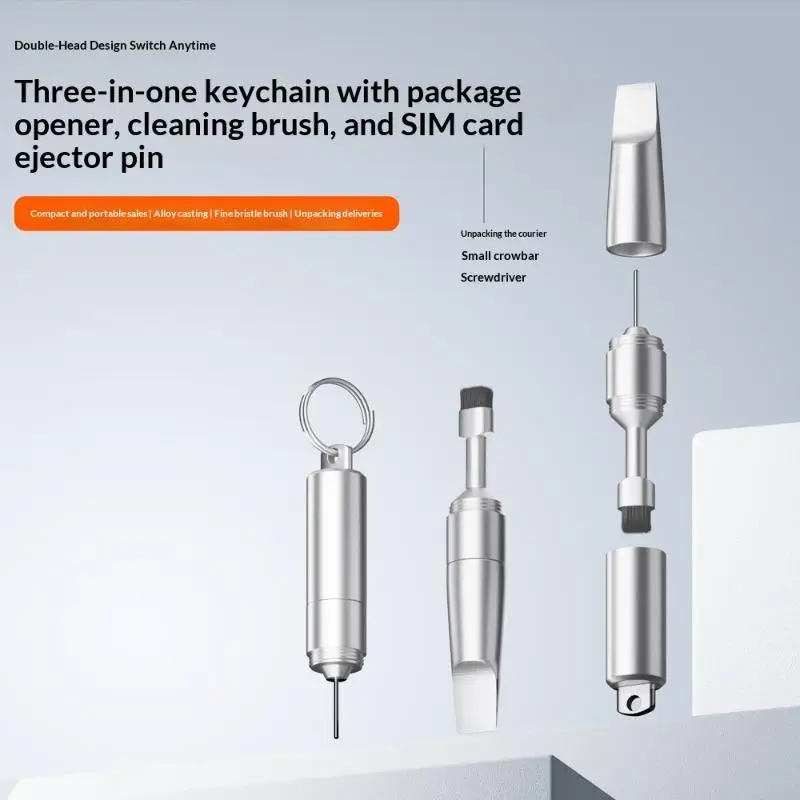 Multi-Function Adapter Portable SIM Card Ejector Pin with Cleaning Brush for Phone Unpacking Tool Accessory view 2