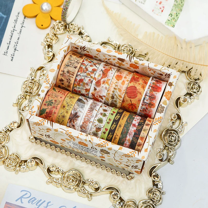 18 ม้วนดอกไม้ Washi เทปอุปกรณ์ Scrapbooking Washi เทปไดอารี่ตกแต่ง Four Seasons Cinta Adhesiva Decorativa Washitape