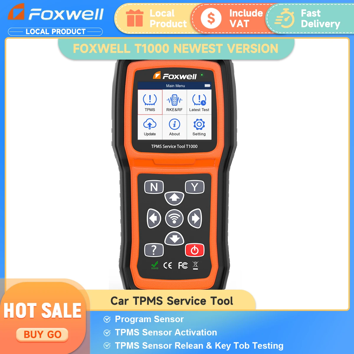 FOXWELL T1000 Car TPMS Activation Programming Tool TPMS Relearn Activation Tire Pressure Monitoring TPMS Sensor Diagnostic Tools