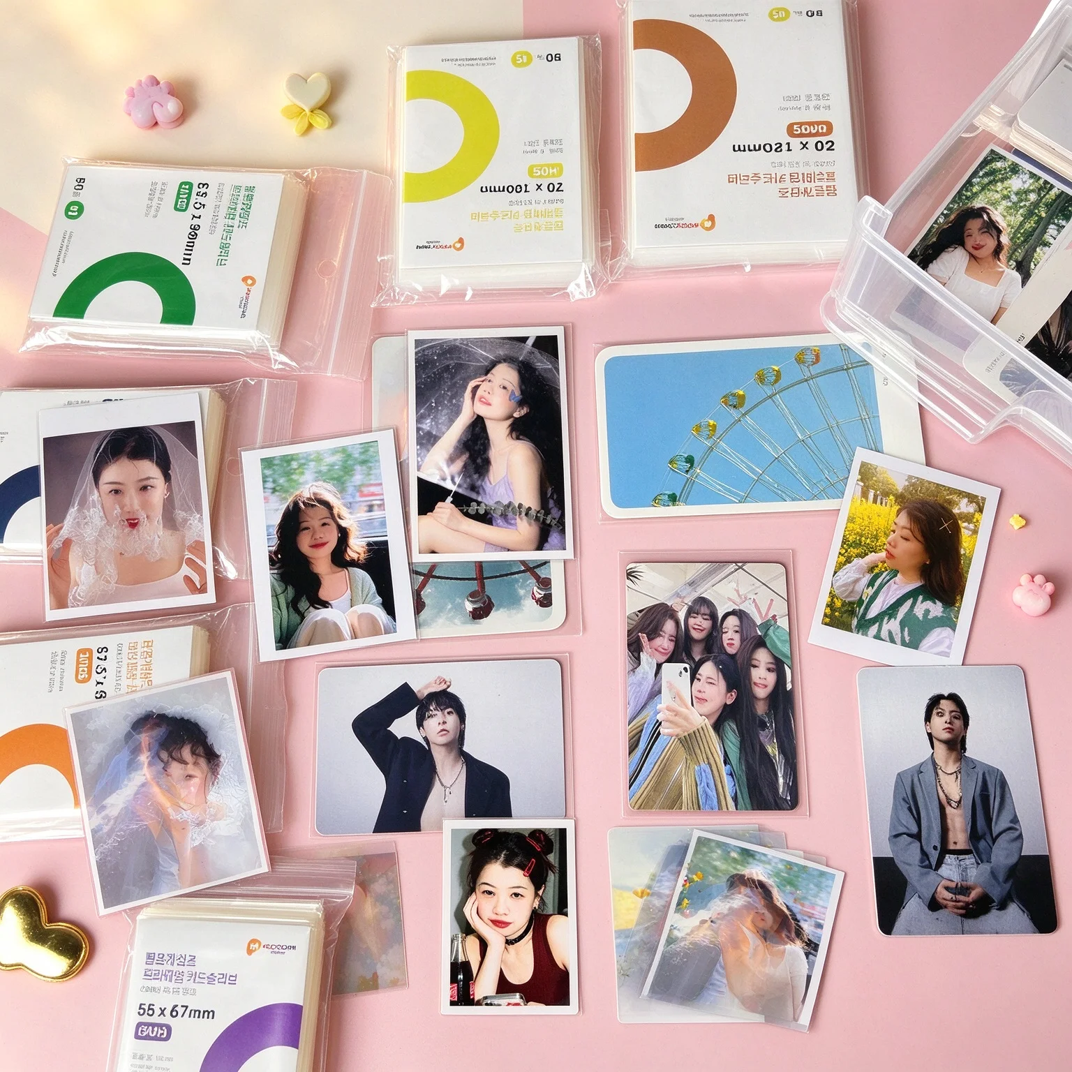 50Pcs 56x87mm 63.5x88mm 70x100mm Thick Card Sleeves Transparent PP Anti-Scratch Kpop Photocard Protector Album Binder Holder