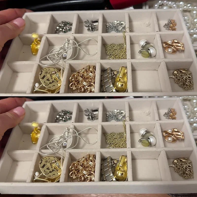 Earring Holder Stackable Velvet Jewelry Storage Box Velvet Necklace Display Tray Showcase Drawer Ring Bracelet Necklace
