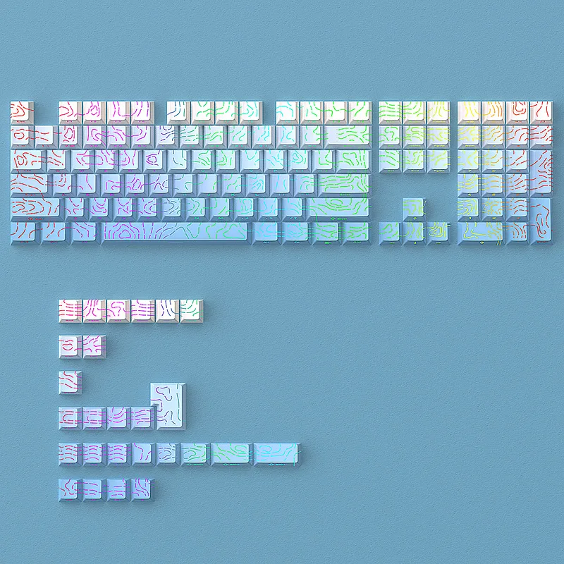 134 Keys Blue Contour Side Print RGB Backlit Keycaps Double Shot PBT Keycaps Cherry Profile for MX Switches Mechanical Keyboard