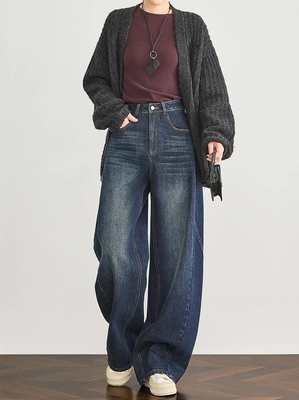 

Широкие джинсы с высокой талией, женские свободные шелковые джинсовые брюки с длинной талией, брюки-банан длиной до пола, повседневные брюки для поездок на работу