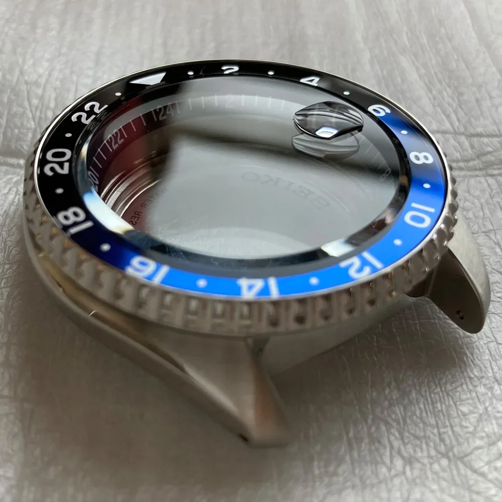 Watch Modify Parts 42.5mm Stainless Steel Watch Case Black Blue Bezel Hardlex Glass Date Magnifier Suitable For NH34 Movement