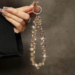 Stylish Bling Bling Crystal Beads Phone Strap Charm Pendant Bracelet for IPhone Airpods Accessories Bag Women Girl Hanging Cord