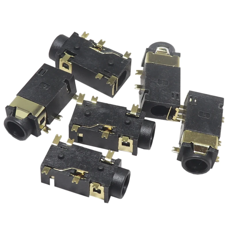 【10PCS】3.5 MM Headphone Socket Audio Socket PJ-342 Surface Mounted 6 Feet Double Track Gold Plated