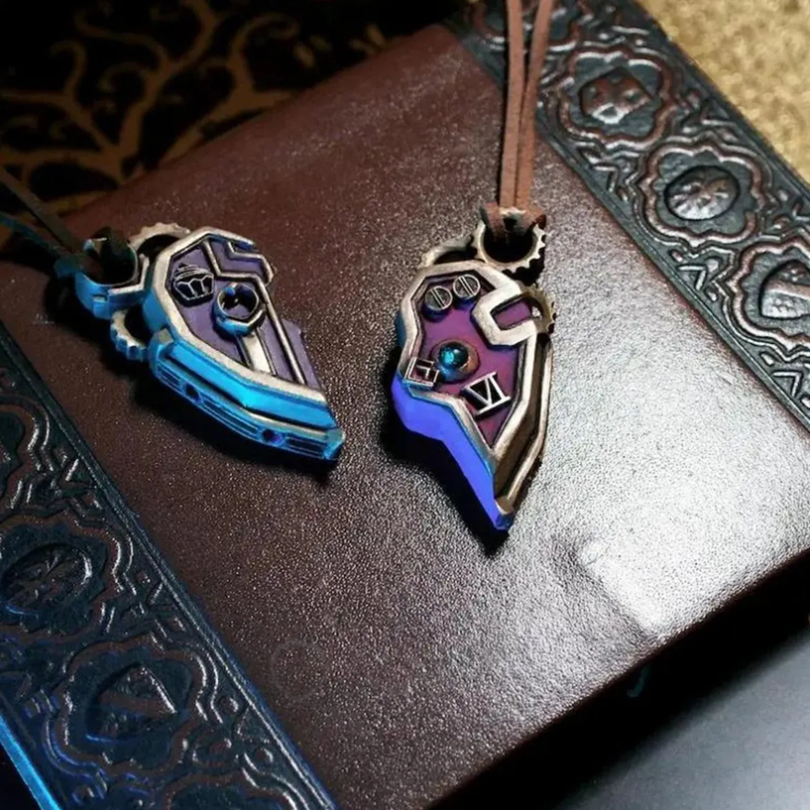 Mulheres homens arcano jinx vi casal colar quebra-cabeça adereços jogo lol tv 2 cosplay disfarce role play festa presentes acessórios