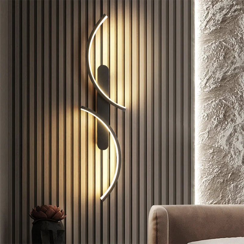 

Modern LED Wall Lamp Minimalist Led Light Bedroom Bedside Long Strip Wall Sconces Living Room Home Indoor Lighting Fixture