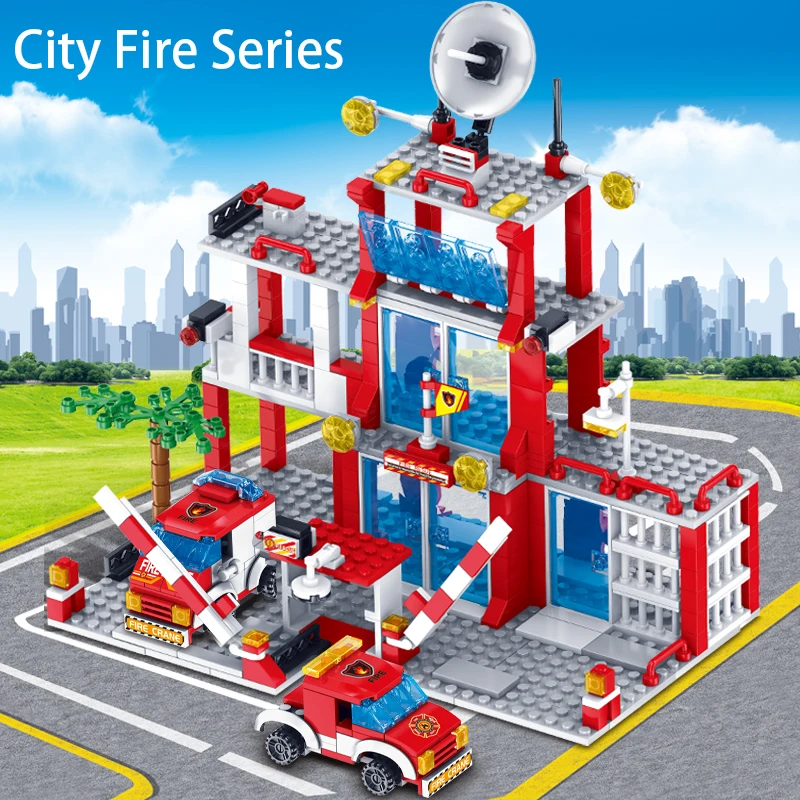 

Строительные блоки серии городской пожарной защиты, городские пожарные станции, патрульные машинки. Подходит для городских энтузиастов, чтобы собрать. подарок.