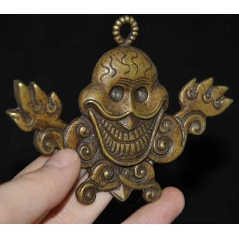 Tibet bronze Skeleton Devil Skull death-head Wing Thang-ga  Exorcism Pendant