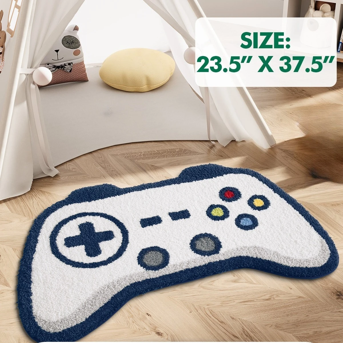 

Cartoon Game Controller Shaped Rug for Kids Room - Soft Plush Floor Mat, Non-Slip Nursery Carpet, Boys Girls Bedroom Decor Rug