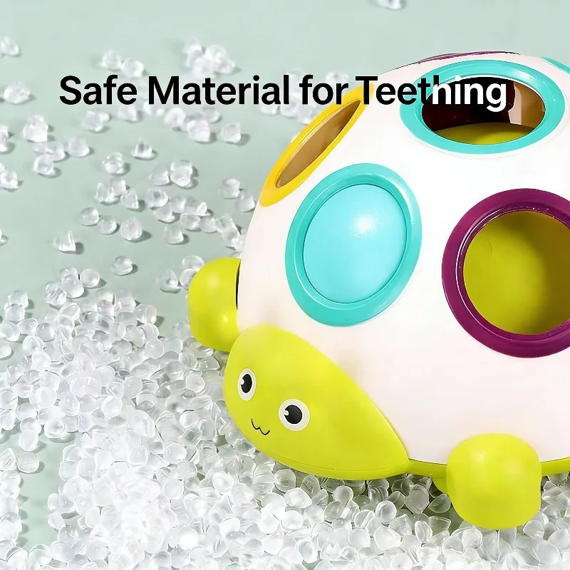 Baby Turtle Pressing Toy Baby Finger Gripp Train with Roller Inertia Sliding Color Cognitive Matching Early Education Puzzle Toy