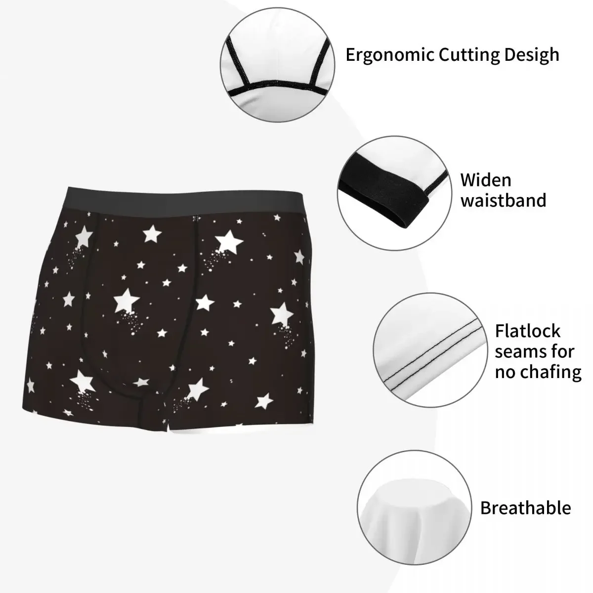 Men's s Underwear Black ry Sky Printed Boxer Shorts Panties Homme Breathable Underpants Plus Size