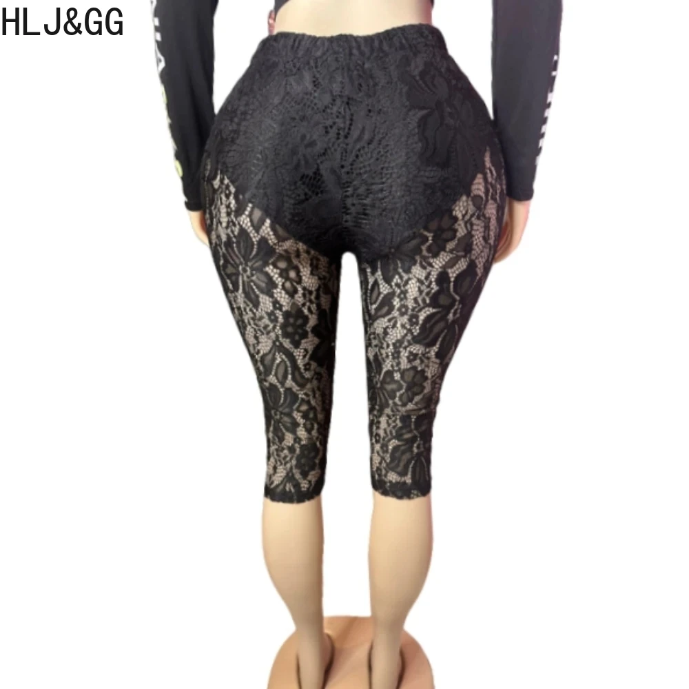 HLJ&GG Y2K American Vintage Fashion Streetwear Women V Neck Long Sleeve Top And Lace Skinny Pants Two Piece Sets Outfits 2025