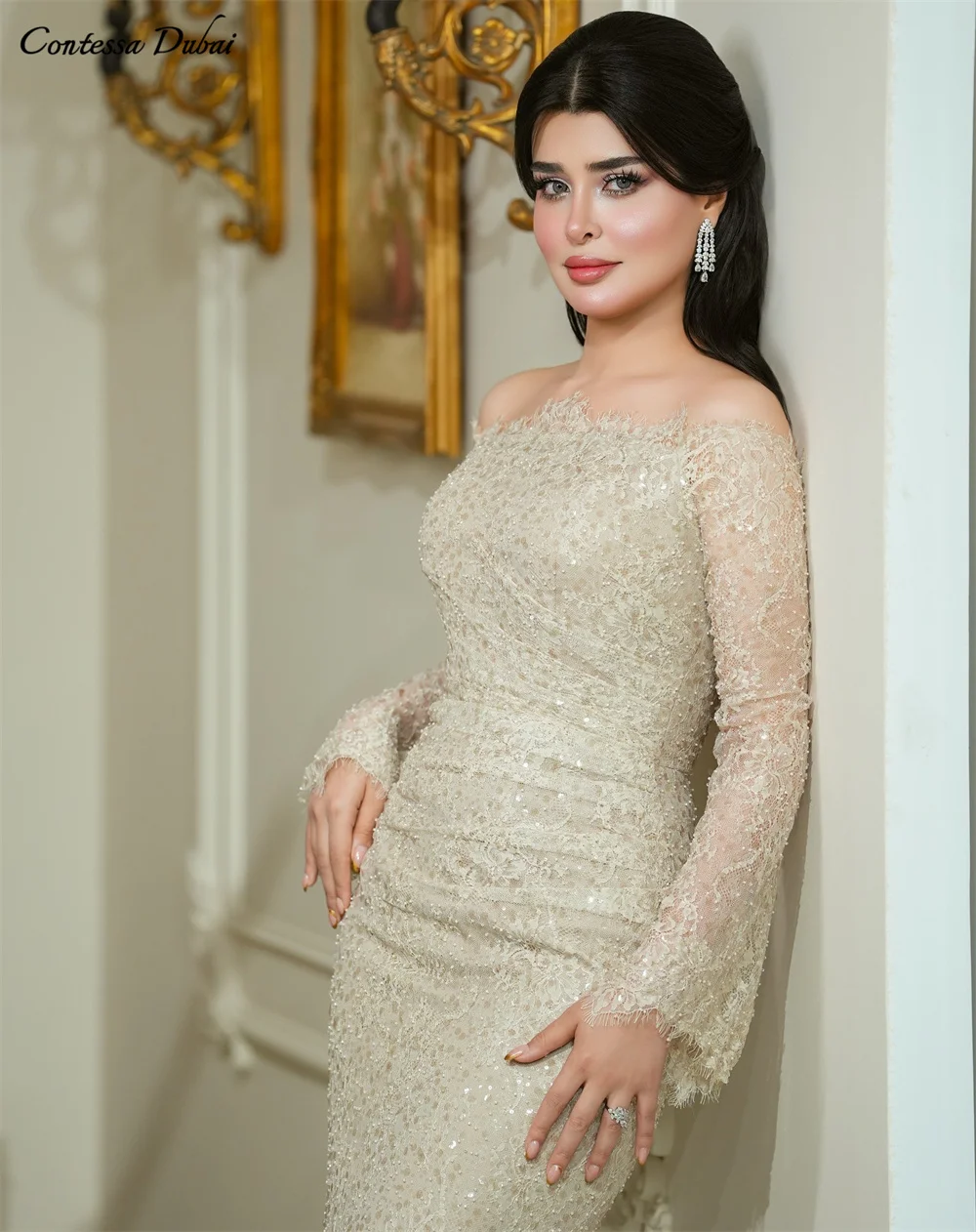 

Элегантное кружевное платье для выпускного вечера Contessa Dubai на заказ с открытыми плечами, Vestidos de noche, Русалка, вечерние платья 2025