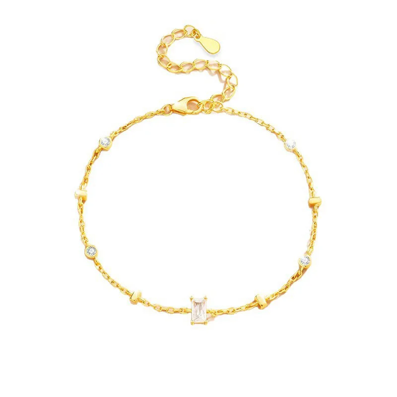 

S925 sterling silver sweet small sugar cube bracelet female niche light luxury high-end girlfriend hand ornament birthday gift f