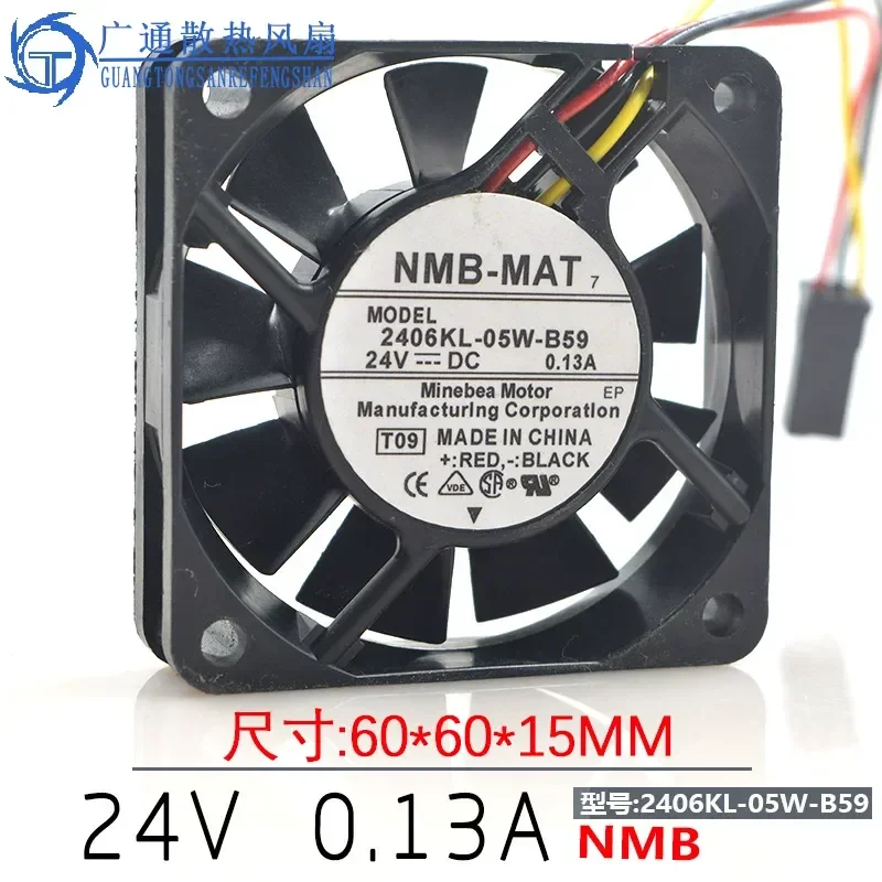 for NMB 2406KL-05W-B59 6015 24V 0.13A 6CM Fan for CNC Machine Tool Fanuc Cooling Fan Original Replacement