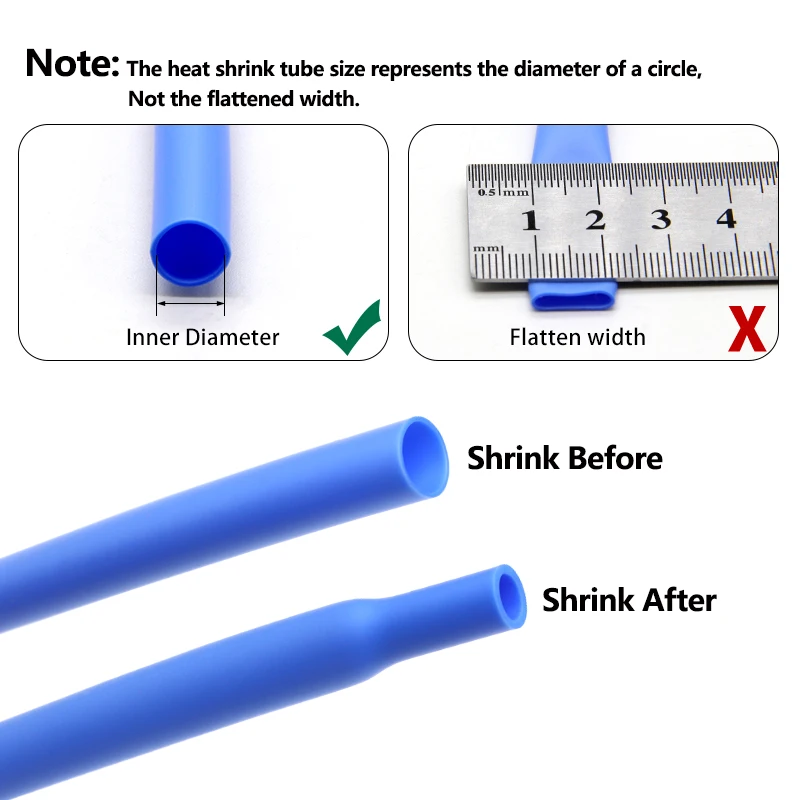 Blue 1.7:1 High Temperature Silicone Heat Shrink Tube 0.8//2/3/4/6/8/10/12/20mm Insulated Shrinkable Protect Wire Cable Sleeve