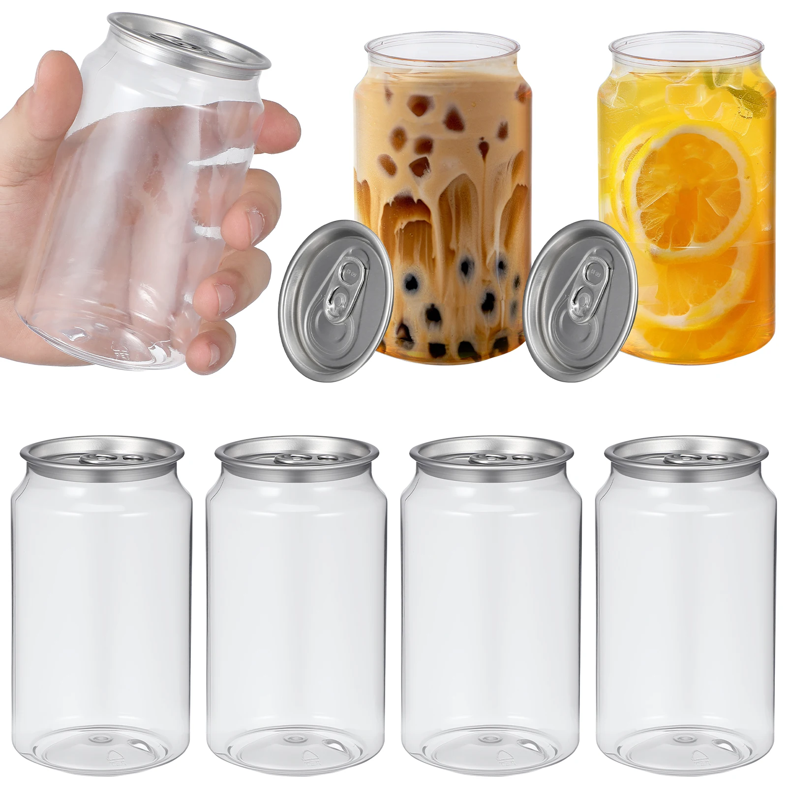 330ml 10pcs Disposable cans Milk Tea Ring-pull Cans Drinks Container PET Empty Bottle Water Drinks Bottles Storage Beverage Jars