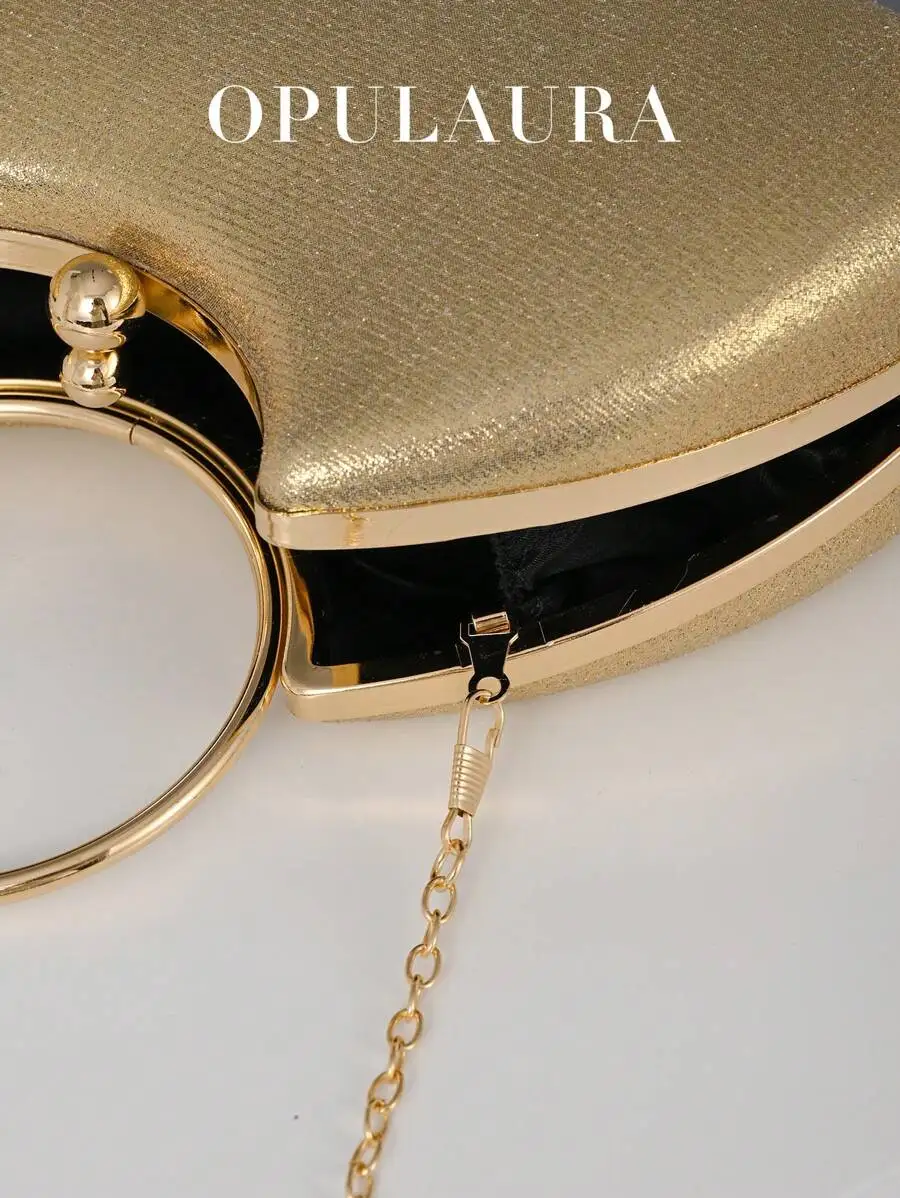 Gold Clutch Bag With Chain Strap Evening Party Bag For Women