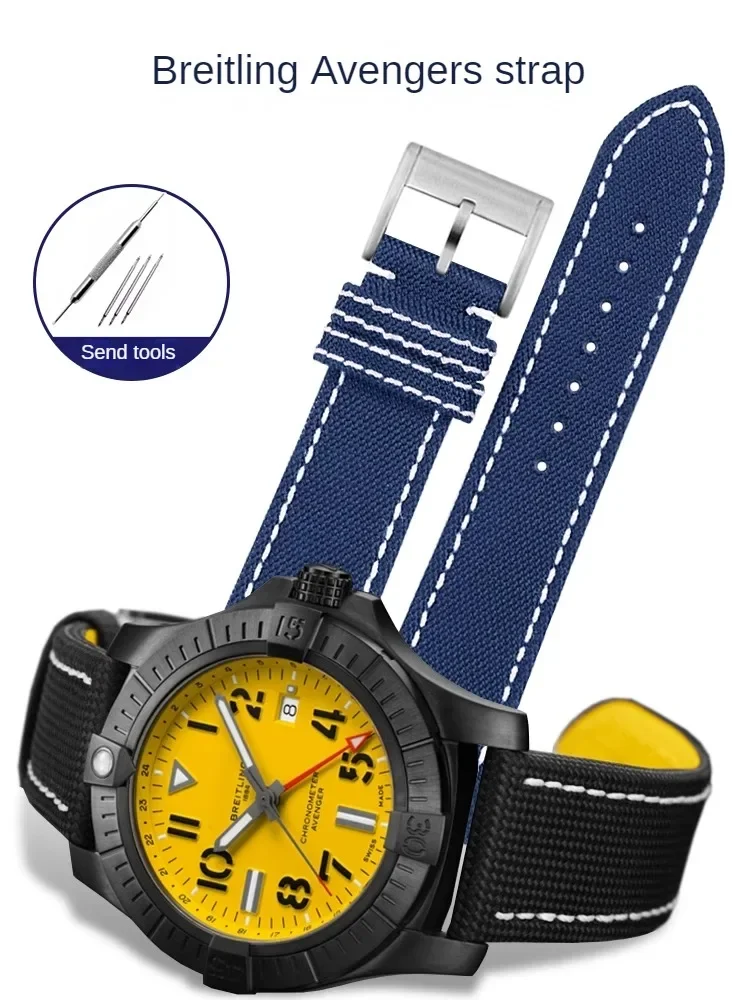 Substitute Breitling Avenger Nylon Canvas Yellow Wolf Watch with Aerochronograph Super Ocean Culture B20 Men