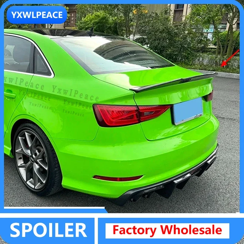 

For Audi A3 S3 8V Sedan 2014-2017 V Style Real Carbon Fiber Rear Trunk Lip Spoiler Wing Body Kit Accessories