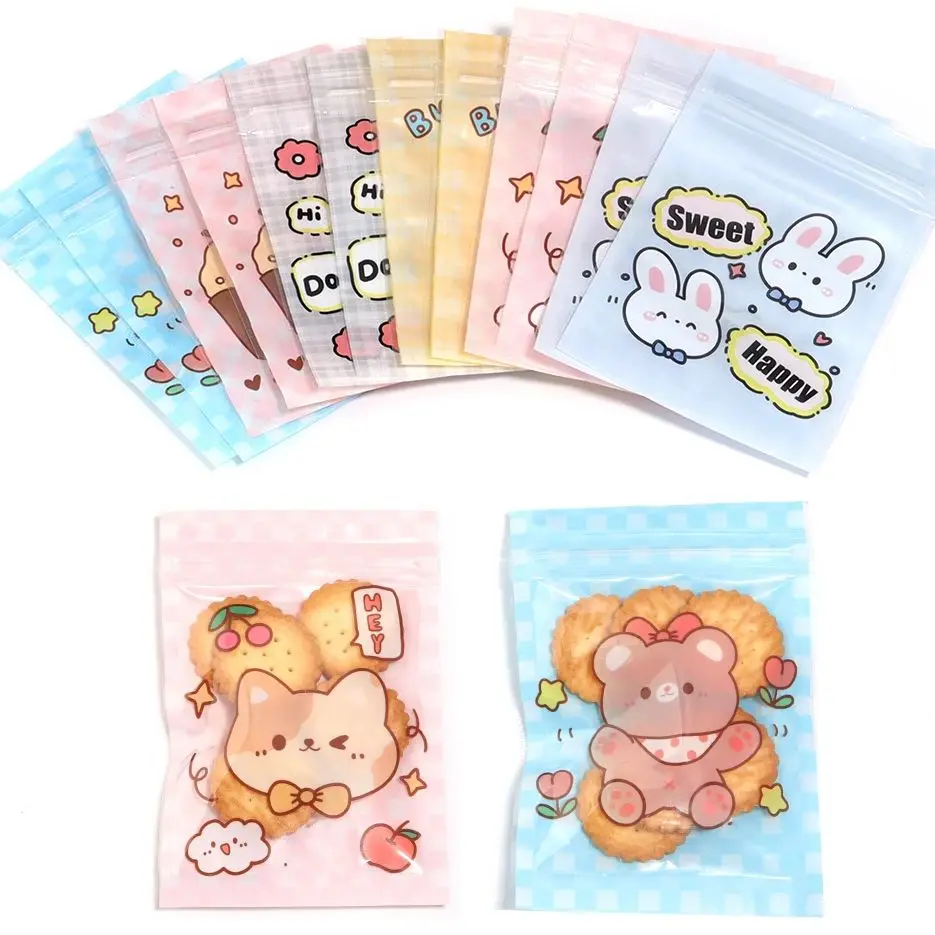 

20Pcs/Lot 7.5x11cm Cute Cartoon Self sealing Bags Biscuits Candy Bags For DIY Candy Gifts Jewelry Storage Packaging Accessories