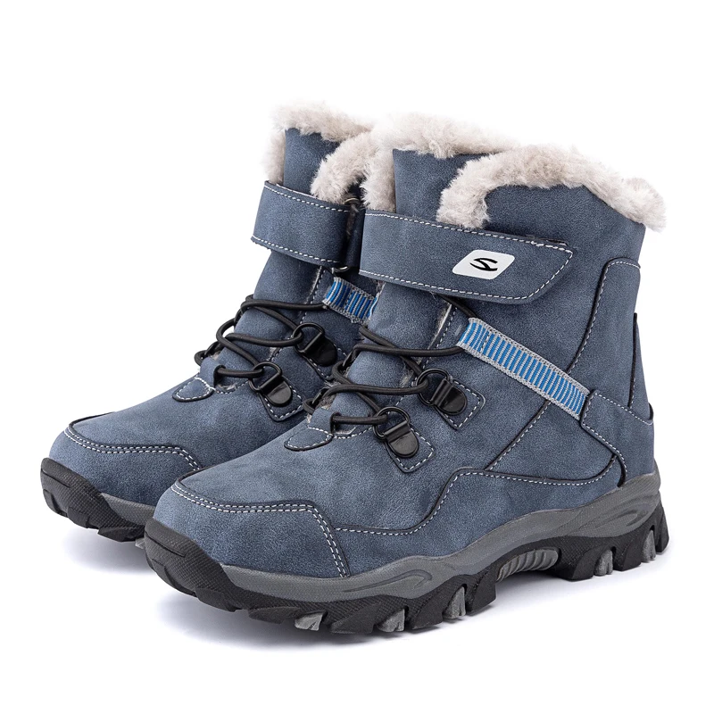 Winter Children Snow Warm Boots Fur Shoes Boys Sneaker Rubber Hiking Shoe Fashion Children Shoes Waterproof Leather Boots Kids
