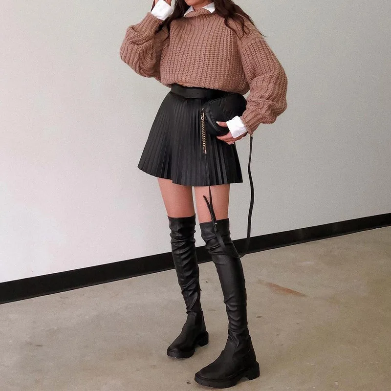 

Women Pleated Skirt Black Khaki 2024 Summer y2k Fashion A-line High Street Sexy Mini Skirt Autumn High Waist Short Skirts Female