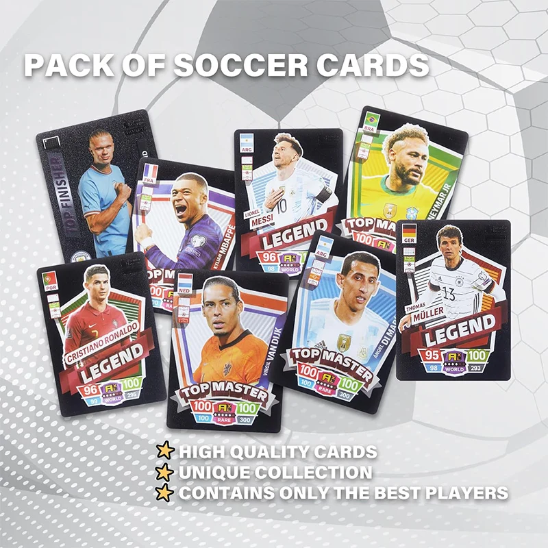 55Pcs World Football Stars Gold Foil Card Contains 55 of The World\'s Greatest Soccer Stars Collection Card Great Gift