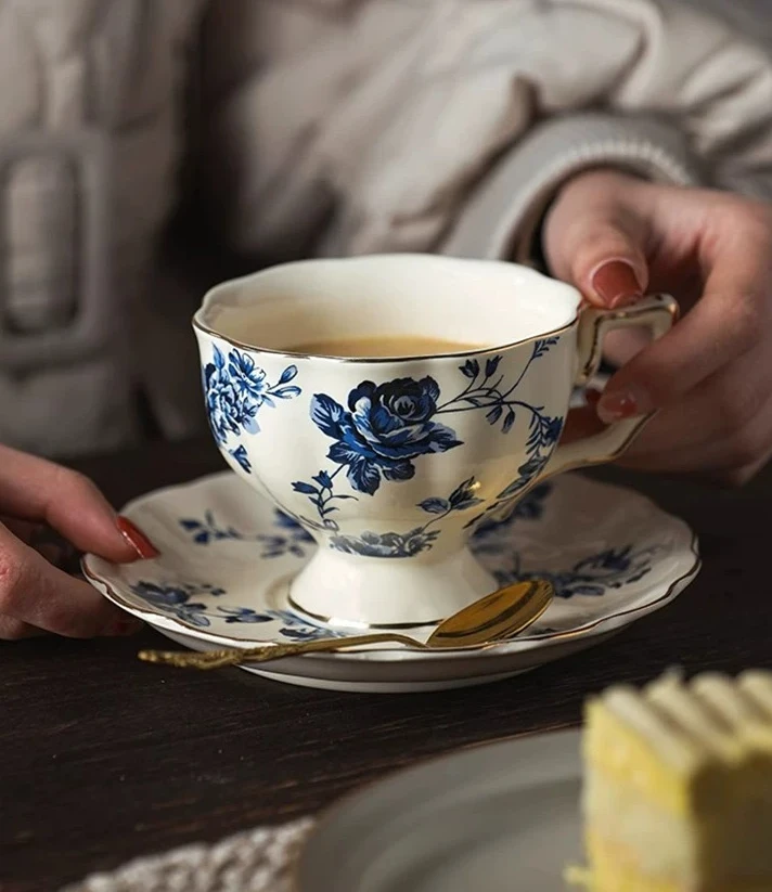 PYH modern light luxury high-end cup set coffee cup and saucer set ceramic blue and white high-end exquisite