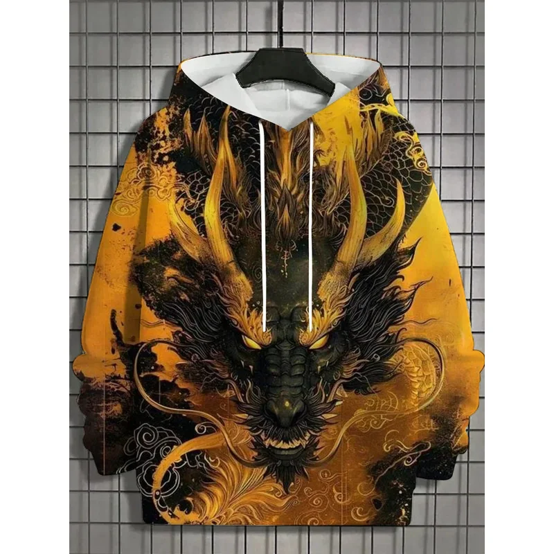 Men's hoodie 3D print animal tops Tiger Lion Graphics long sleeve hoodie vintage fashion Dragon men's top oversized streetwear