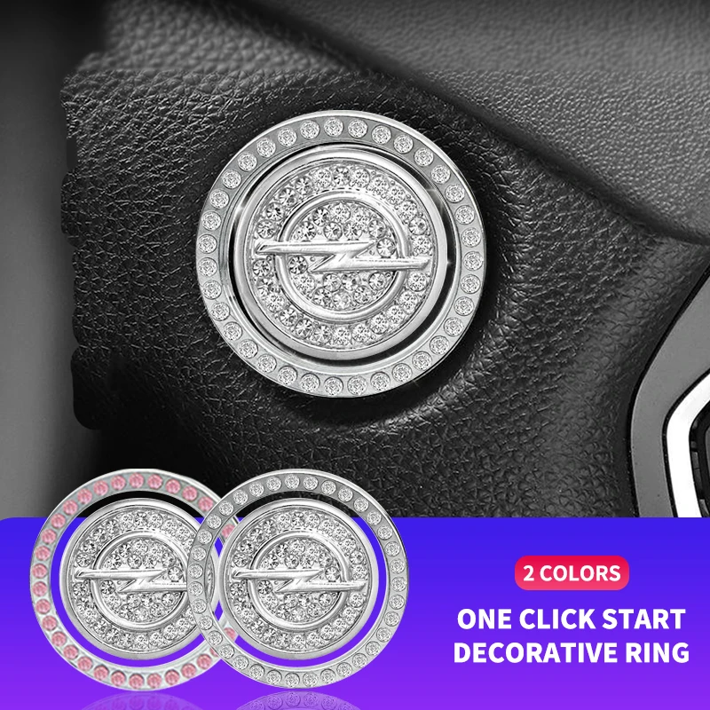 Car One-Click Start Stop Engine Crystal Rhinestone Metal Decor Cover For Opel Opc Astra K Vivaro Corsa Zafira Insignia Mokka