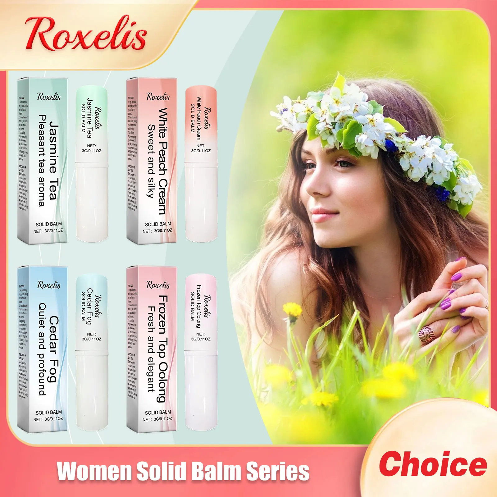 

Women Solid Balm Series Long Lasting Aroma Light Fragrances Smell Fresh Date Deodorant Portable Elegant Jasmine Solid Balm Stick