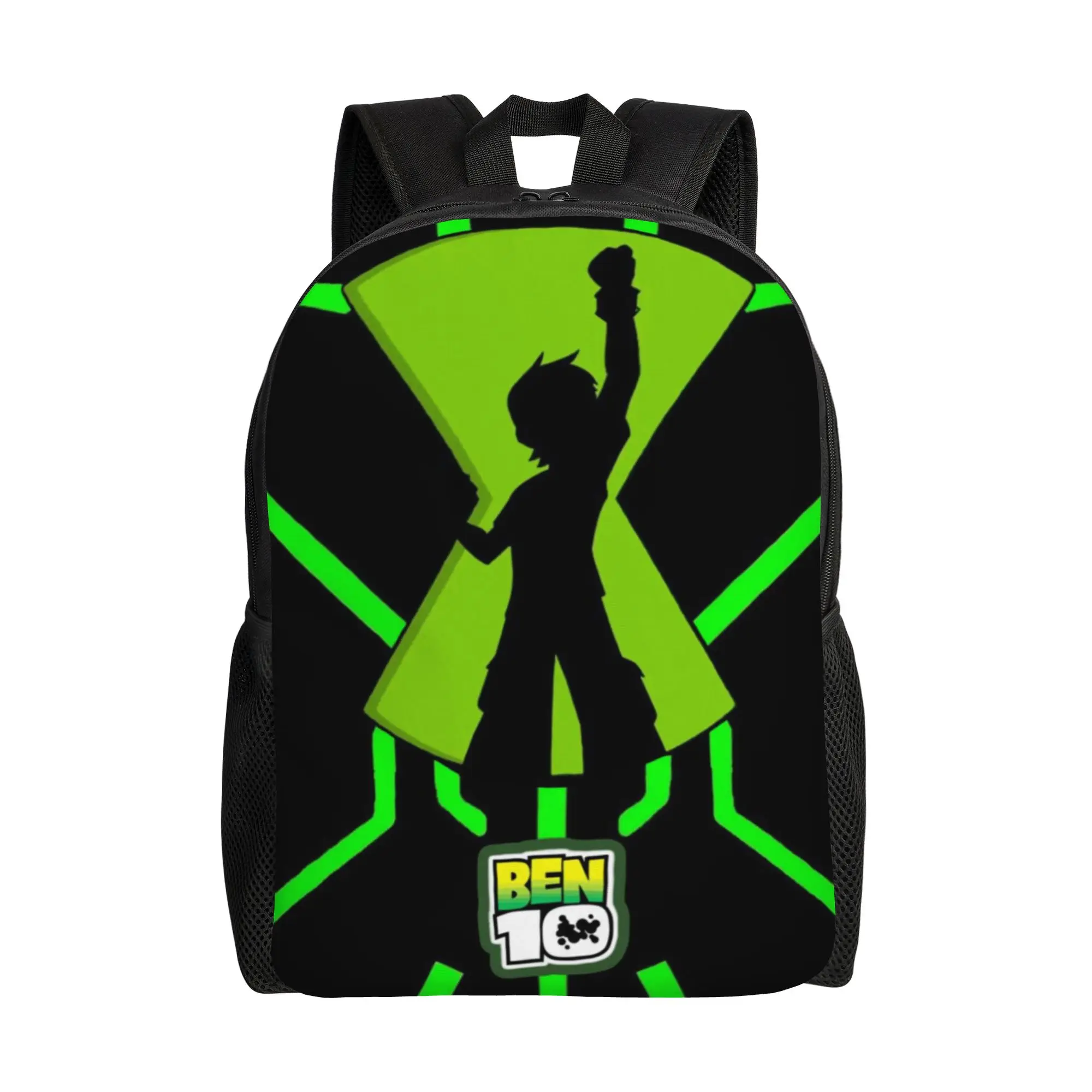 Back to school season Multi-Function Teen Hero Silhouette Green Wristwatch Daypack  Students Backpack