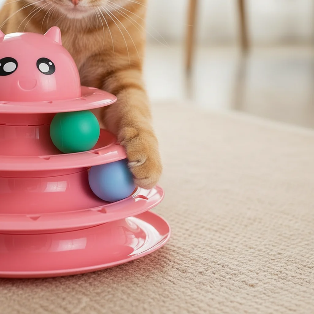 3-Layer Cat Turntable Toy with Balls Interactive Kitten Plaything Scratcher Board Pet Claw Grinding Supplies