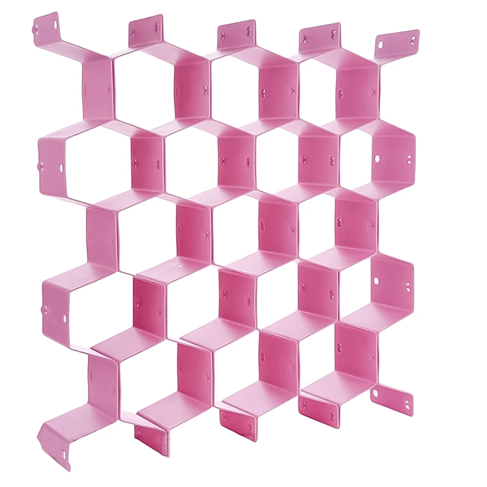 

8pcs 1 Set Pp Plastic Drawer Dividers Adjustable Grid Storage Organizer For Underwear Socks Bras Closet Home Pink