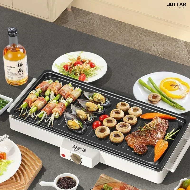 Electric grill household  non-stick pan smoke-free barbecue pot Korean-style electric grill pan multifunction kebab machine