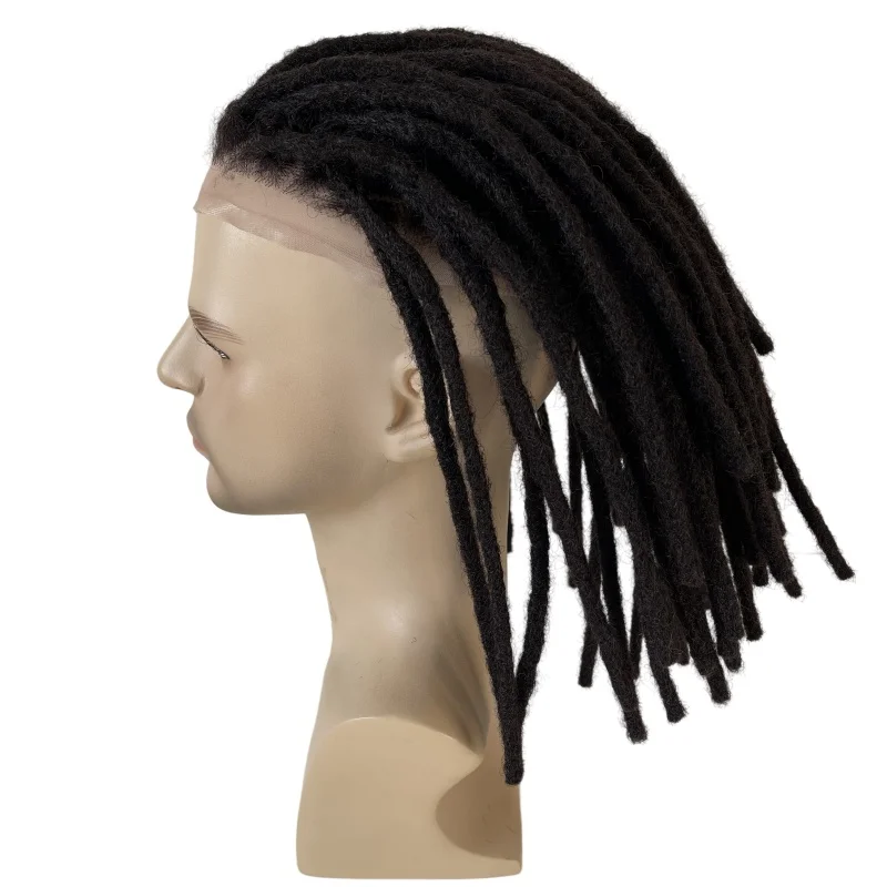 12inches High Quality Indian Virgin Human Hair Systems Black Color Dreadlocks Full Lace Unit for Black Men