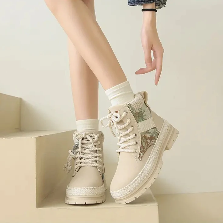 

Womens Snow Lapel Boots Winter Ankle Warm Fur Lined Lace Up Booties Waterproof Platform Shoes Outdoor Walking shoes