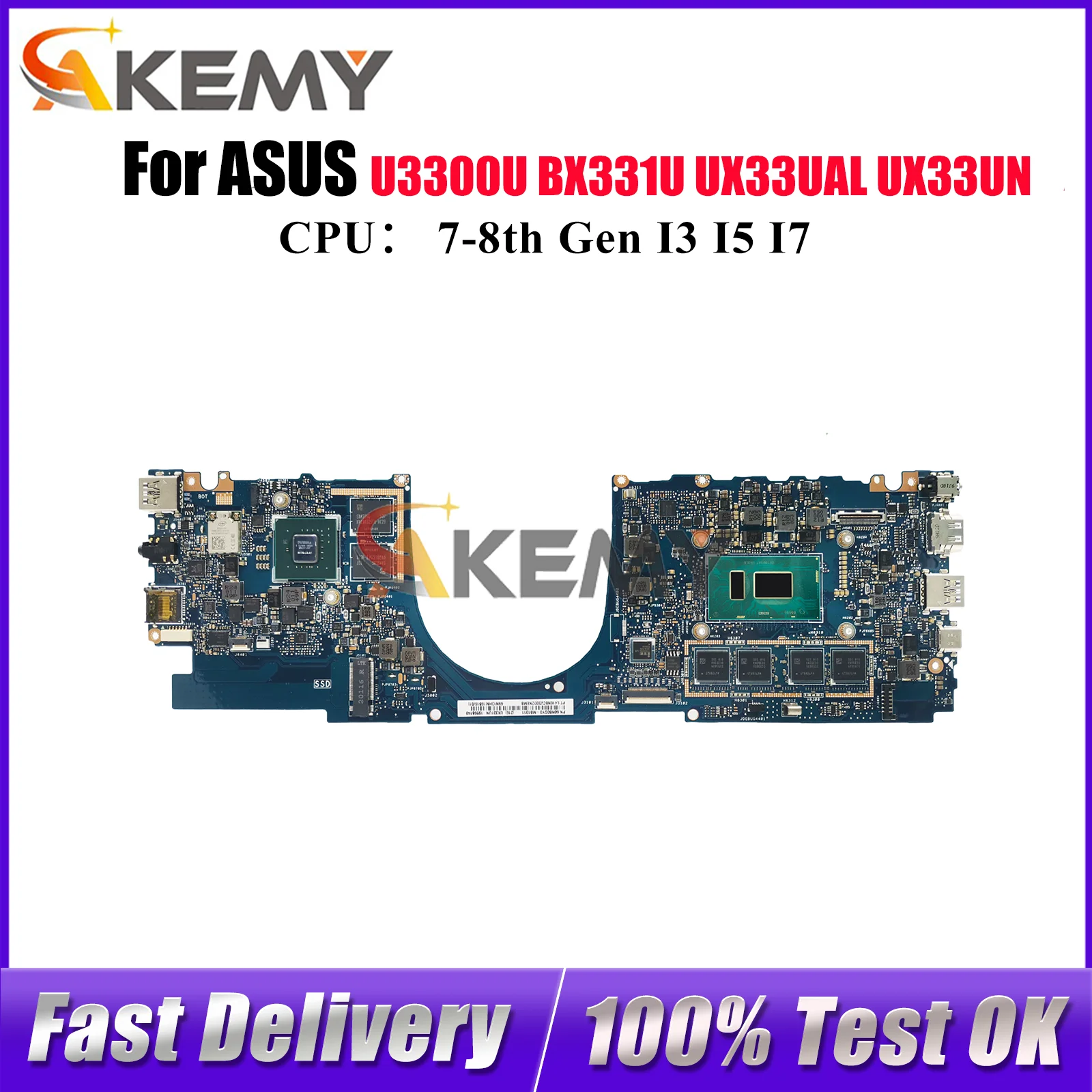 

UX331UN Материнская плата для ноутбука ASUS ZenBook BX331U UX331 UX33UN U3300U UX33UAL Материнская плата с процессором I3 I5 I7 100% тест ОК быстрая доставка