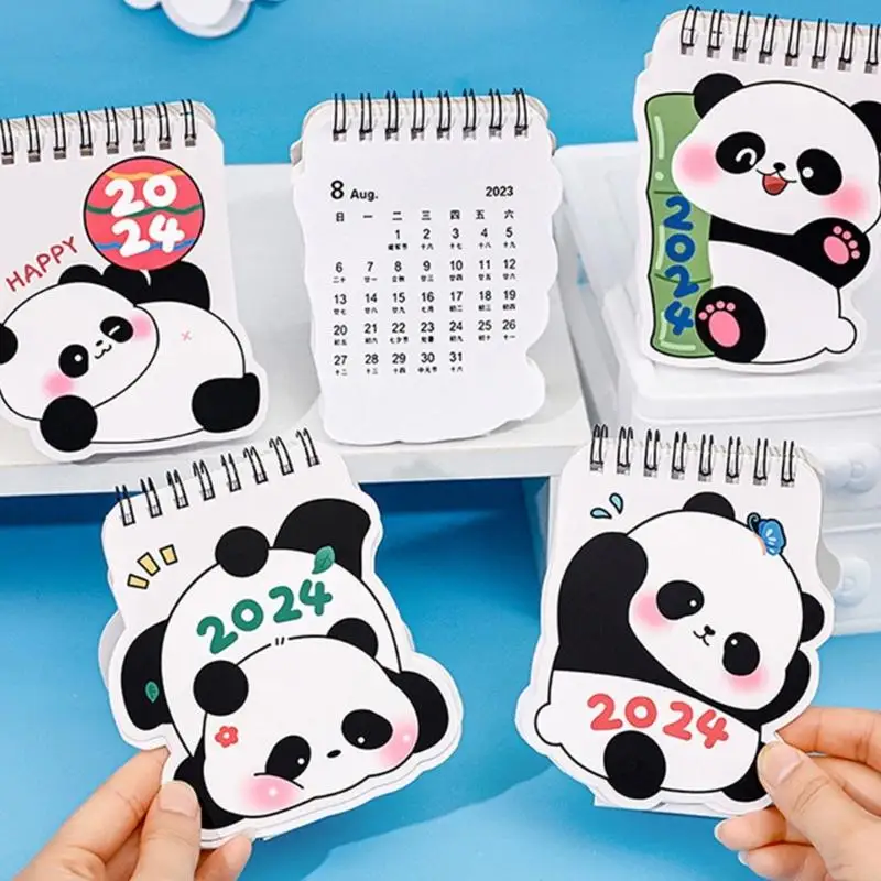 W89C Mini Pandas Kalenderkalender 2024 Desktop -Kalender -Schüler Kalenderdekoration