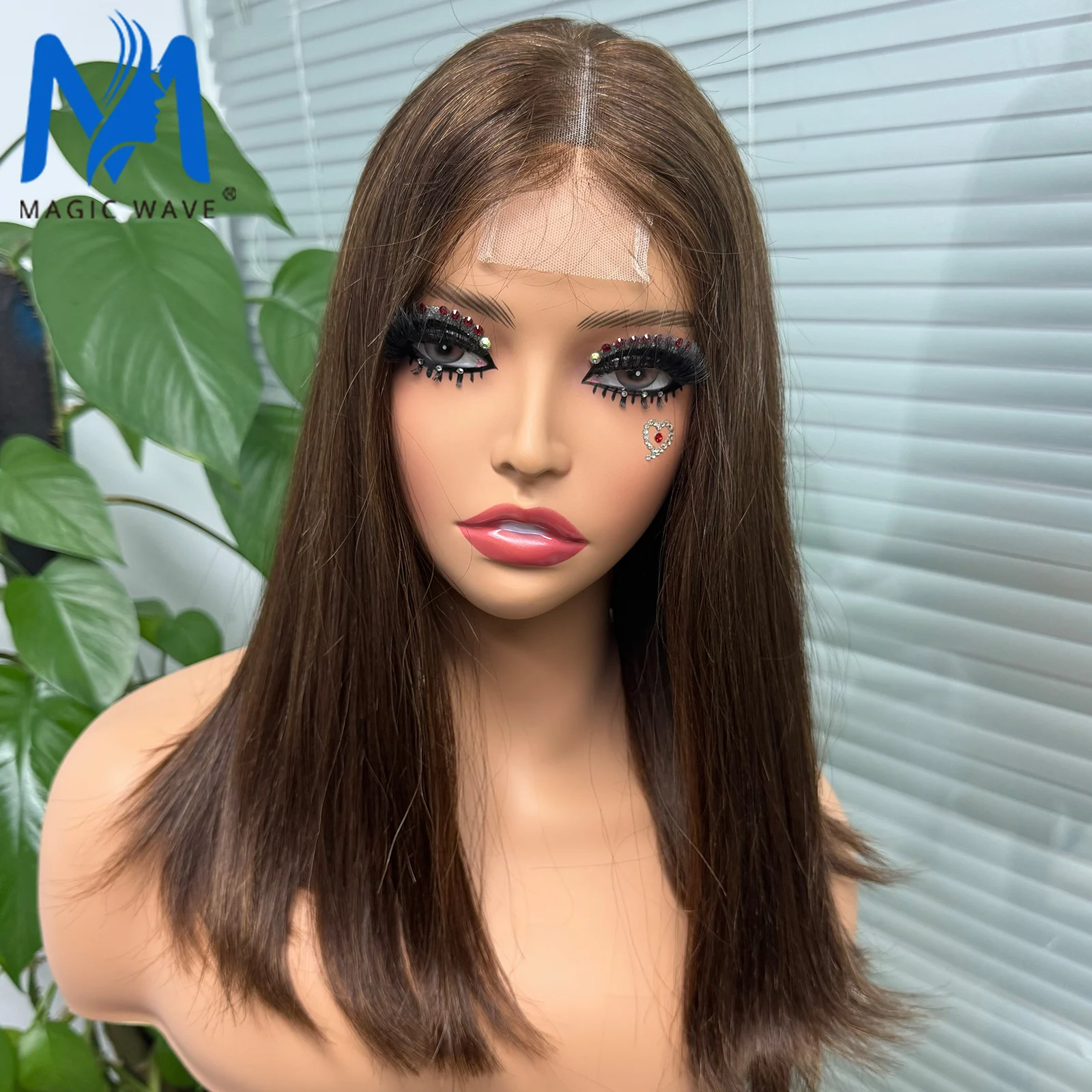 

2x6 Lace Closure 10-16 Inches Brown Straight Bob Human Hair Wigs for Black Women 200% Density Virgin Human Hair Wig PrePlucked