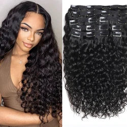 8pcs One Set Water Wave Clip in Hair Extensions Human Hair Clip Water Curly Wave Extension Hair Weaves Remy Human Hair Top Quali