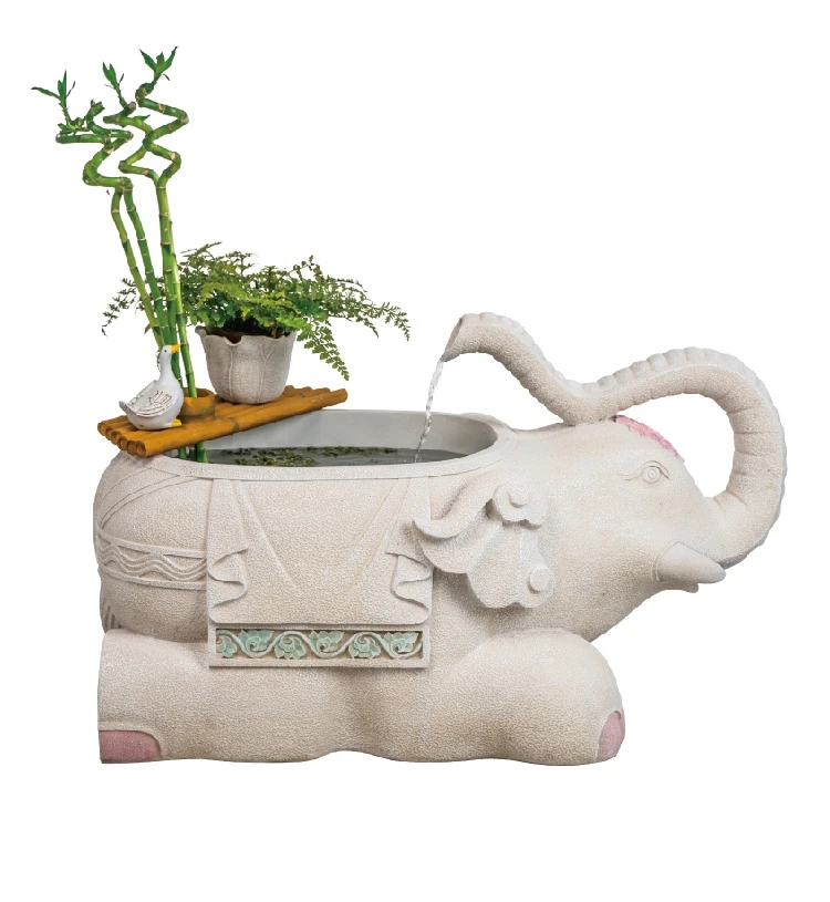Balcony Garden Landscaping, Fish and Elephant Fish Pond, Outdoor Courtyard Layout, Outdoor Water Flow Decorations, Fish Tank
